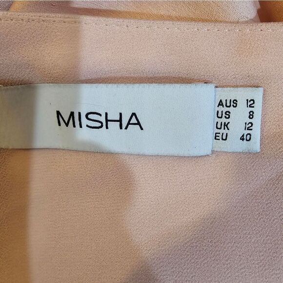 MISHA Maryan One Shoulder Formal Cut Out Midi Dress in Rose Pink Size 8 NWOT - Picture 5 of 5